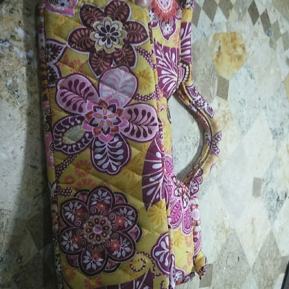 Vera Bradley Pink Yellow Floral Paisley Handbag - Picture 8 of 8